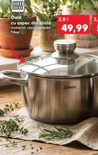 Oală cu capac din sticlă