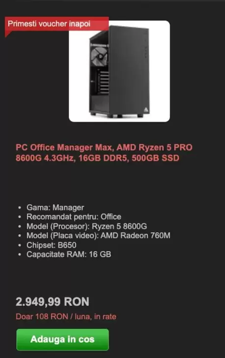 Amd - PC Office Manager Max, AMD Ryzen 5 PRO 8600G 4.3GHz, 16GB DDR5, 500GB SSD