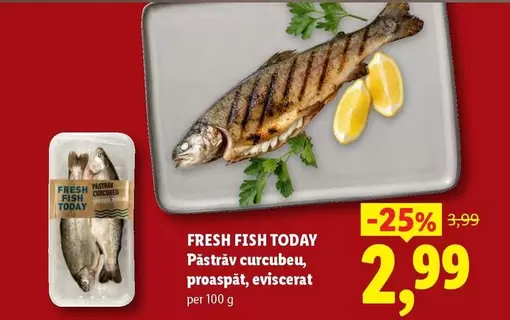 Păstrăv curcubeu, proaspăt, eviscerat
