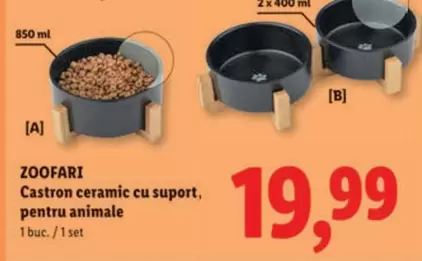 Castron ceramic cu suport, pentru animale