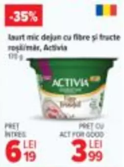 iaurt mic dejan cu fibre si fructe rosii/măr