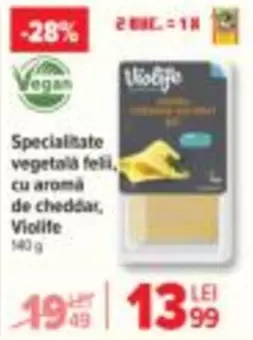 Specialitate vegetală felii, cu aromă de cheddar