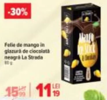 Folie de mango in glazură de ciocolată neagră