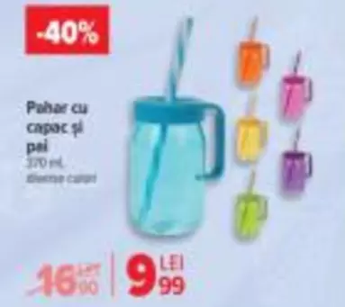 Pahar cu capac si pai
