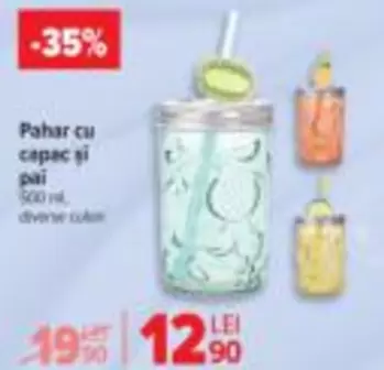 Pahar cu capac si pai