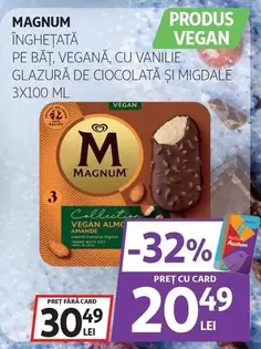 Auchan - Înghețată pe băț, cu vanilie glazură de ciocolată și migdale