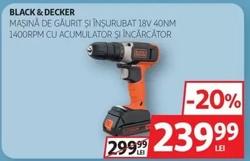 MAȘINĂ DE GĂURIT ȘI ÎNSURUBAT 18V 40NM 1400RPM CU ACUMULATOR ȘI ÎNCĂRCĂTOR
