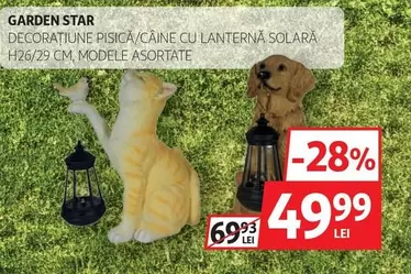 DECORATIUNE PISICA/CAINE CU LANTERNA SOLARA