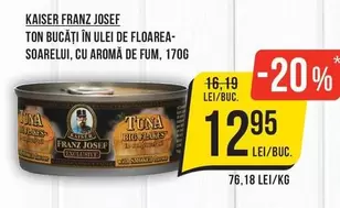 TON BUCĂȚI ÎN ULEI DE FLOAREA-SOARELUI, CU AROMĂ DE FUM