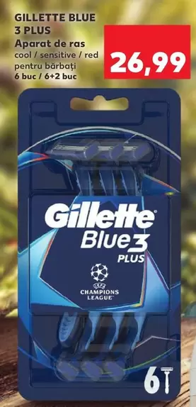 Champions League - BLUE 3 PLUS Aparat de ras cool / sensitive / red pentru bărbați 6 buc / 6+2 buc