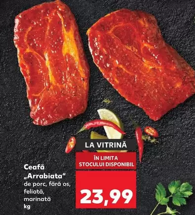 Ceafă "Arrabiata" de porc, feliată, marinată