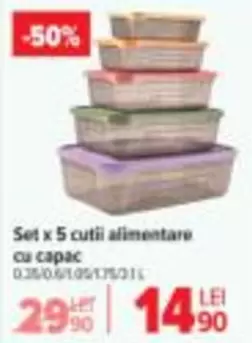Set x 5 cutii alimentare cu capac