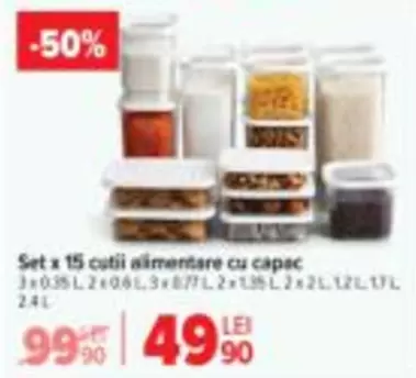 Set x 15 cutii alimentare cu capac