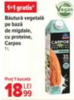 Băutură vegetală pe bază de migdale, cu proteine