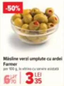 Măsline verzi umplute cu ardei