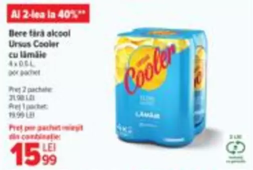 Bere fără alcool Ursus Cooler cu lămâie