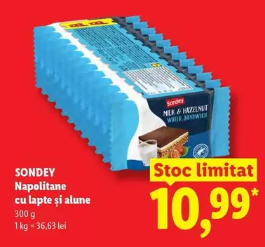 Sondey Napolitane cu lapte și alune