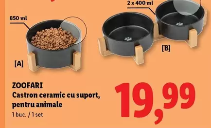 Castron ceramic cu suport, pentru animale