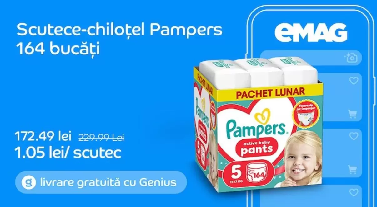 Pampers - Scutece-chiloțel 164 bucăți