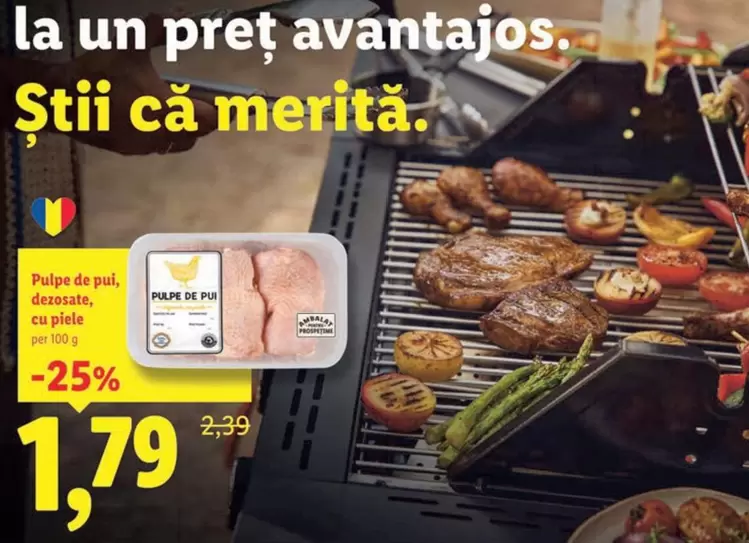 Pulpe de pui, derisate, cu piele