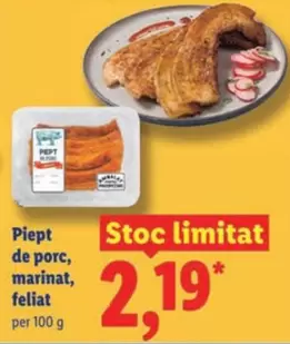 Piept de porc, marinat, feliat