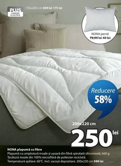 NONA plapumă cu fibre