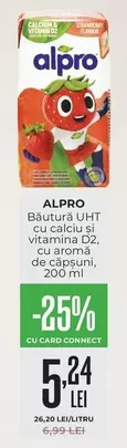 Alpro - Băutură UHT cu calciu și vitamina D2, cu aromă de căpsuni