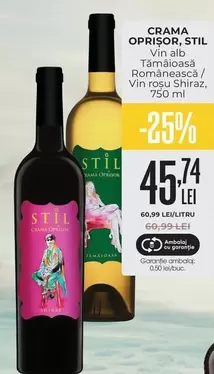 Alb - Vin alb Tămâioasă Românească / Vin roșu Shiraz