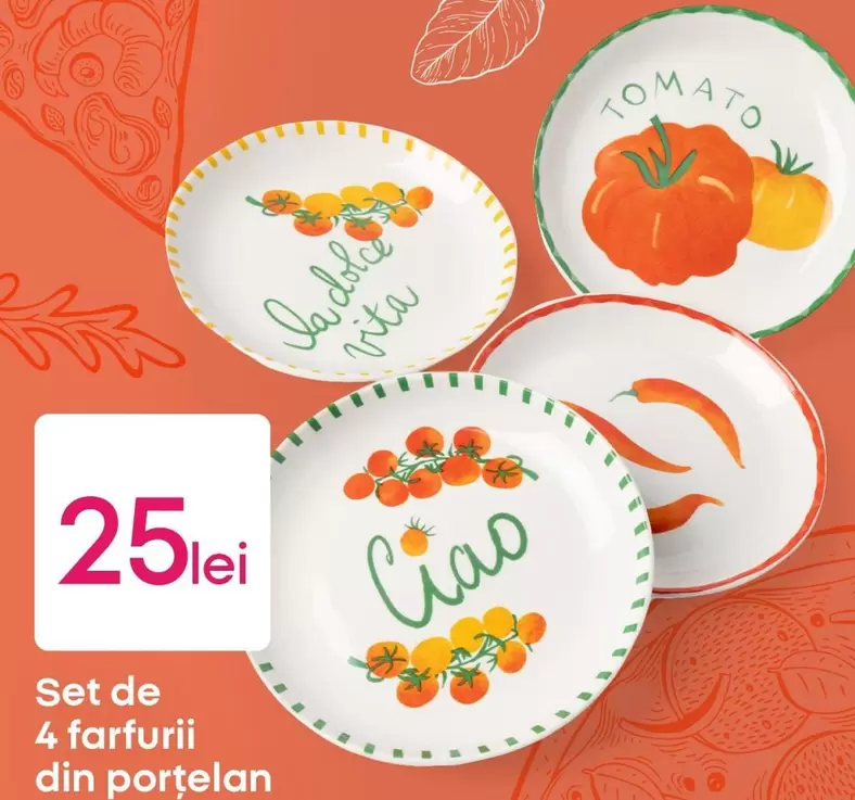 Set de 4 farfurii din portelan