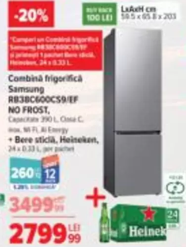 Heineken - Combină frigorifică RB3BC600CS9/EF NO FROST