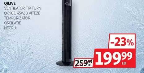 Qilive - VENTILATOR TIP TURN Q.6903, 45W, 3 VITEZE TEMPORIZATOR OSCILATIE NEGRU