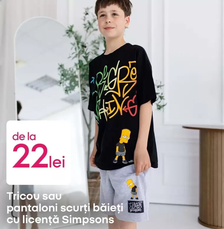 Tricou sau pantaloni scurți băieți cu licență Simpsons