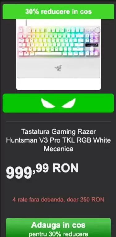 Tastatura Gaming V3 Pro TKL RGB Mecanica