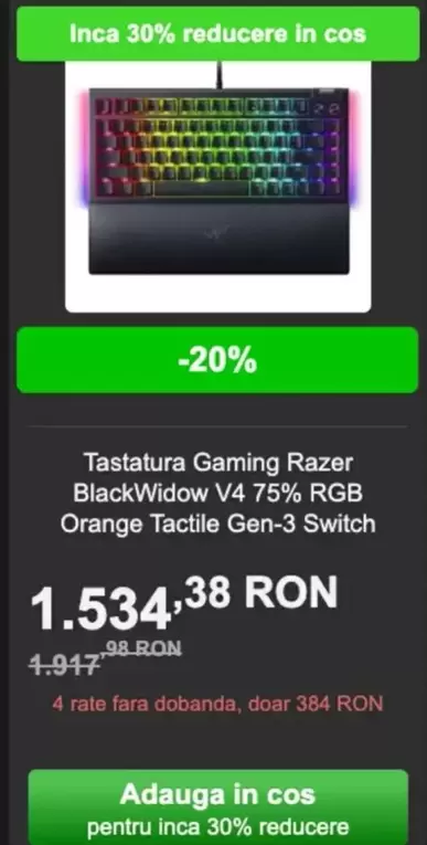 Tastatura Gaming V4 75% RGB Orange Tactile Gen-3 Switch