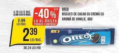 BISCUȚI DE CACAO CU CREMĂ CU AROMĂ DE VANILIE