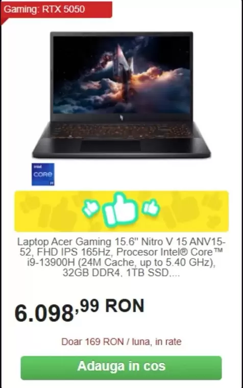 Intel - Gaming RTX 5050 Laptop
