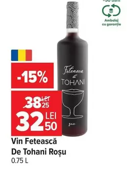 Vin Fetească De Tohani Roșu