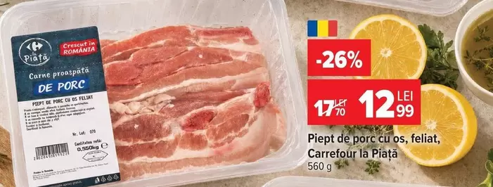 Piept de porc cu os, feliat