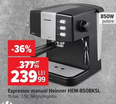 Espressor manual HEM-850BKSL