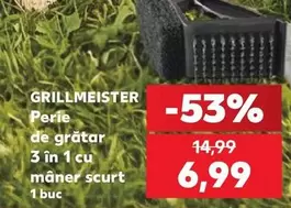 Perie de grătar 3 în 1 cu mîner scurt