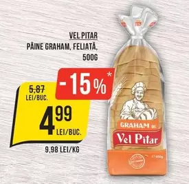 PÂINE GRAHAM, FELIATĂ, 500G
