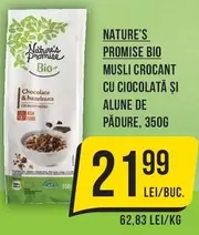 MUSLI CROCANT CU CIOCOLATĂ ȘI ALUNE DE PĂDURE