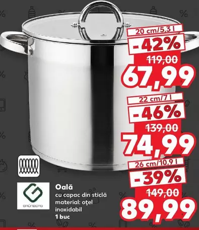 Oală cu capac din sticlă