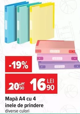Mapă A4 cu 4 inele de prindere