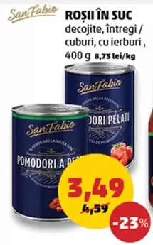 ROȘII ÎN SUC decojite, întregi, cuburi, cu ierburi