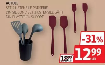 Actuel - SET 4 UTENSILE PATISERIE DIN SILICON / SET 3 UTENSILE GATIT DIN PLASTIC CU SUPORT