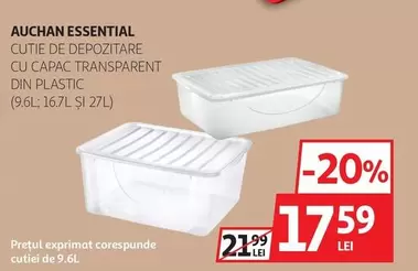 Auchan - CUTIE DE DEPOZITARE CU CAPAC TRANSPARENT DIN PLASTIC