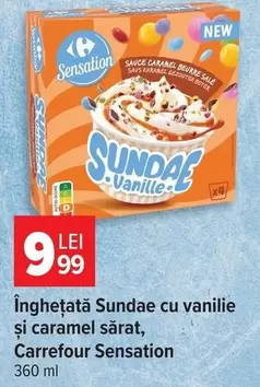 Înghețată Sundae cu vanilie și caramel sărat