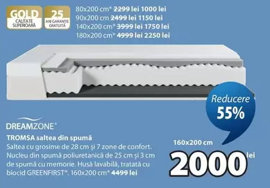 Tromsa saltea din spumă 160x200 cm