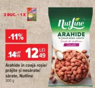 Nutline - Arahide în coajă roșie, prăjite și nesărate
